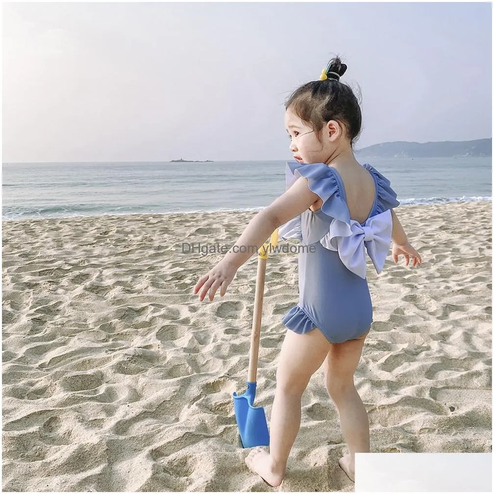 One-Pieces New Baby Girls Princess Swimwear Summer Big Bowknot Back Kids One-Pieces Bathing Suit Children Spa Swimsuits Drop Delivery Dhjkf