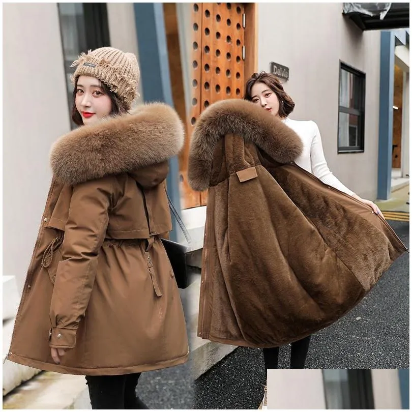 Women`S Down & Parkas Designer Coats For Women Fashion Long Parkas Coat Wool Liner Hooded Winter Slim With Fur Collar Warm Snow Wear P Otwby