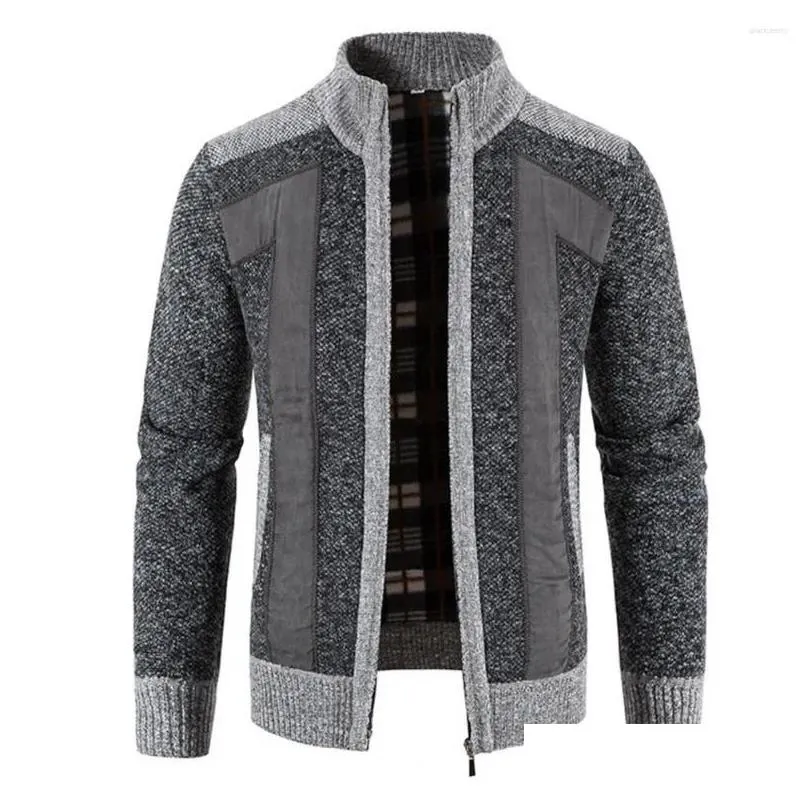 men`s jackets stylish winter jacket cardigan plus size stand collar plush warm autumn coat patchwork casual men clothes