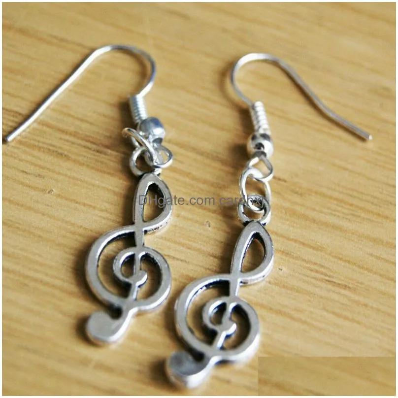 Dangle & Chandelier Fashio New Sell Zinc Alloy Ancient Sier Musical Note Charm Pendants Drop Earrings Women Jewelry Holiday Gifts 50P Dhnd6