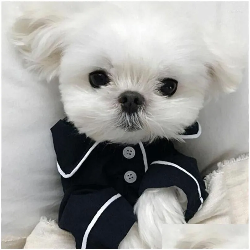 Dog Apparel Solid Shirts Pajamas Clothes Small For Dogs Clothing Pet Outfits Cute Spring Summer Yorkies Black Boy Ropa Para Drop Deli Dhzkq