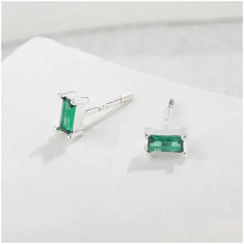 stud earrings trendy silver color square green stone geometric for women girl gift fashion jewelry dropship wholesale