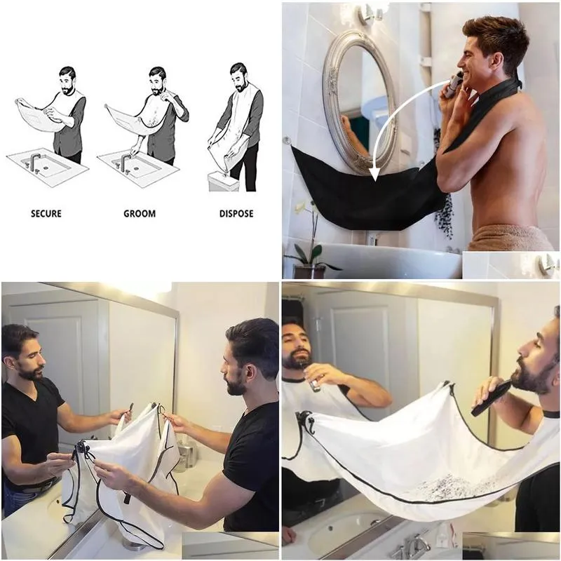 Aprons Mens Cleaning Apron Beard Catcher Adt Hair Shaving Bibs Drop Delivery Home Garden Home Textiles Otyxp