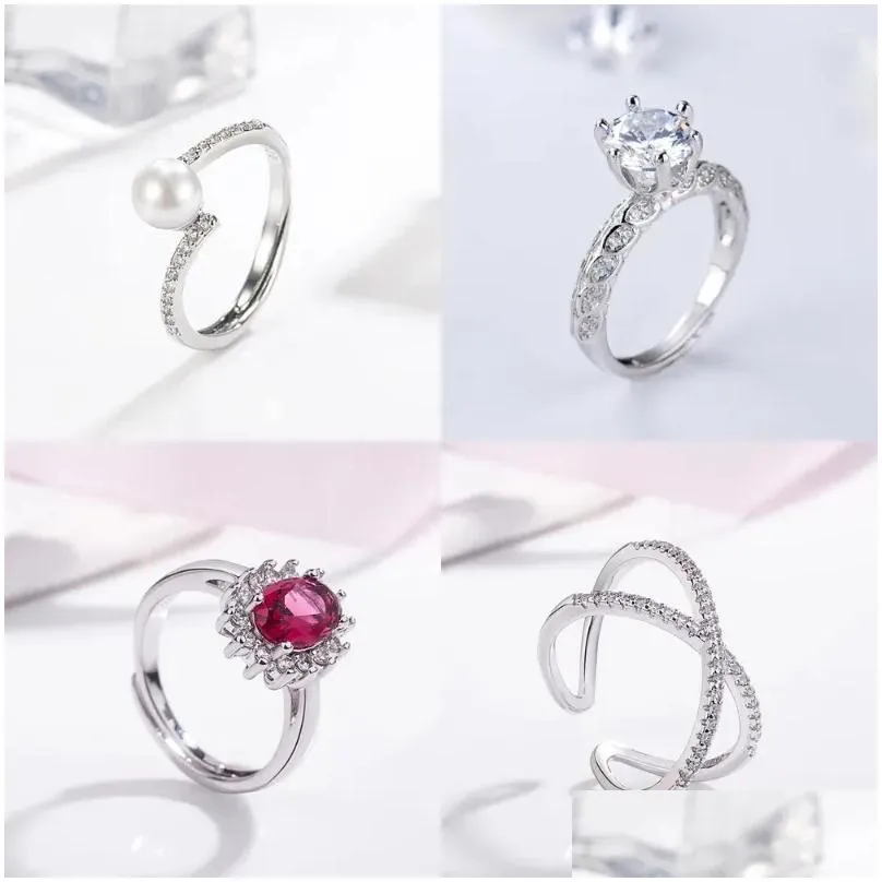 Cluster Rings Excellent 925 Sterling Sier Round Zircon Ring High Quality For Women Wedding Engagement Fine Jewelry Accessories Drop D Otzfk