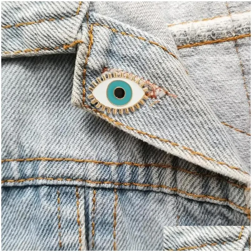 brooches rshczy 10pcs/lot vintage eyes enamel pin fashion shirt for women hat coat backpacks accessories jewelry gift