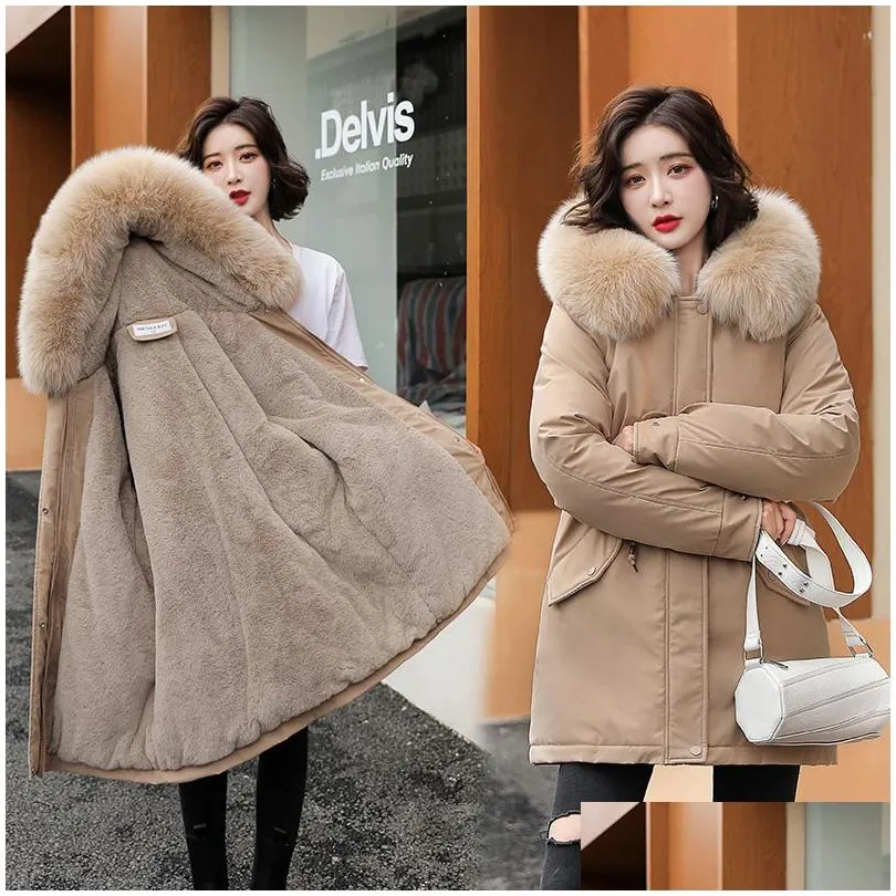 Women`S Down & Parkas Designer Coats For Women Fashion Long Parkas Coat Wool Liner Hooded Winter Slim With Fur Collar Warm Snow Wear P Otwby