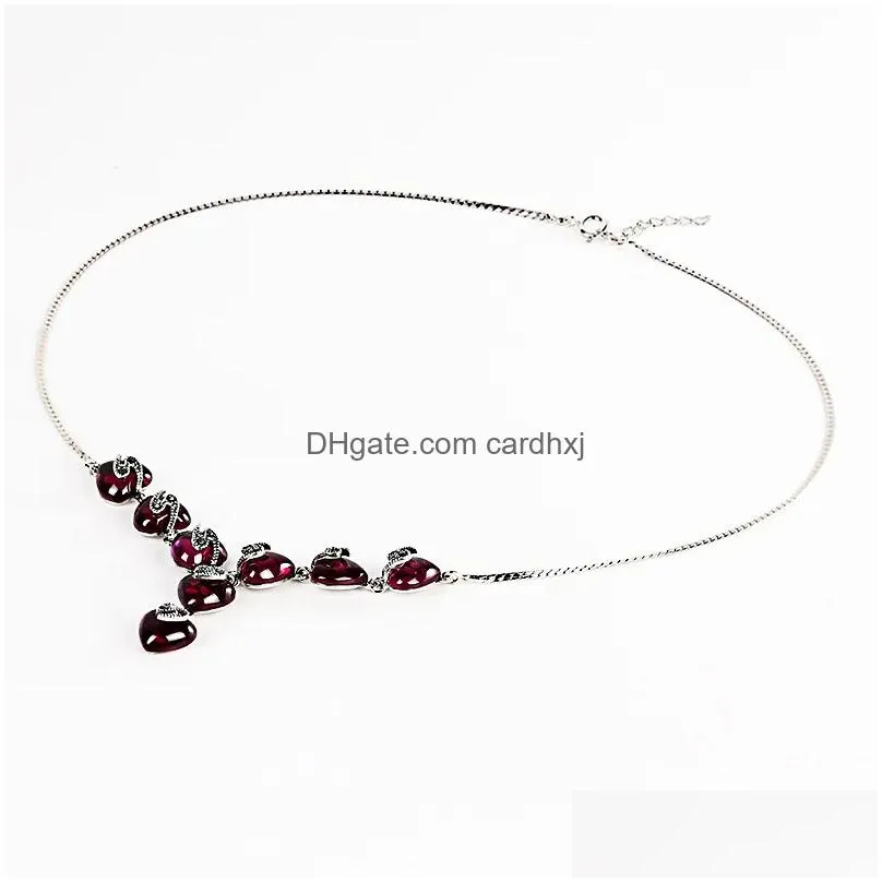 Chokers Fashion- Style Ruby Heart Necklace Luxury Personality Drop Delivery Jewelry Necklaces Pendants Dhj2T