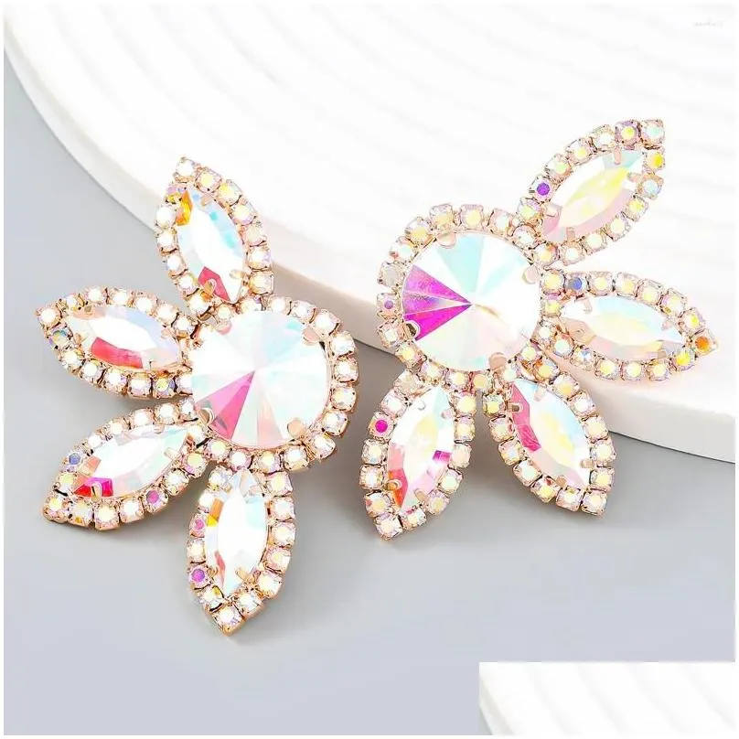 dangle earrings luxury jewelry wholesale flower fashion large rhinestone crystal brilliant wedding ceremony party fantasy for women