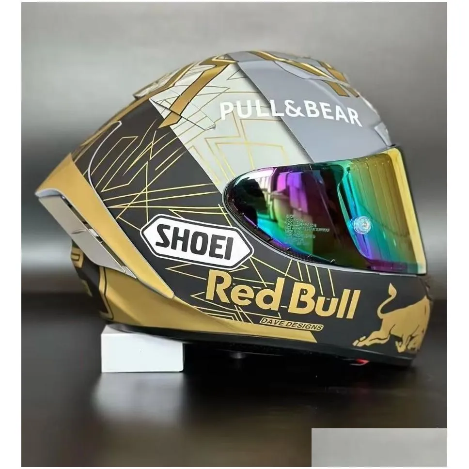 Shoei X-Fourteen Spirit III Special Edition Racing Helmet, Red/Gold