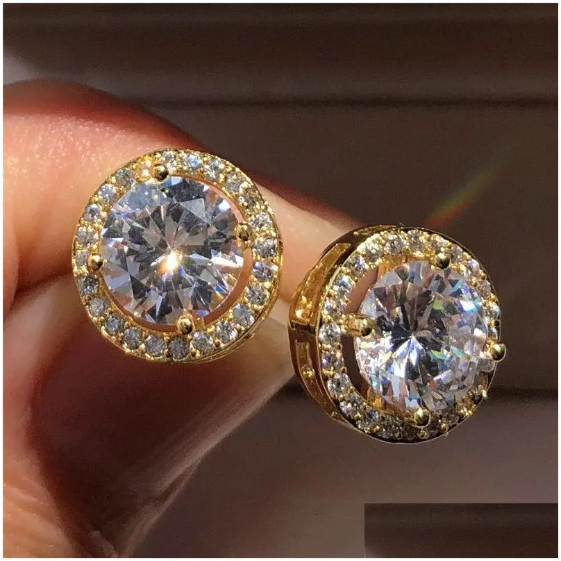 Stud Vecalon New Arrival 18K White Gold Plated Earings Big Diamond Earrings For Women Zircon Gift Drop Delivery Jewelry Earrings Otovb