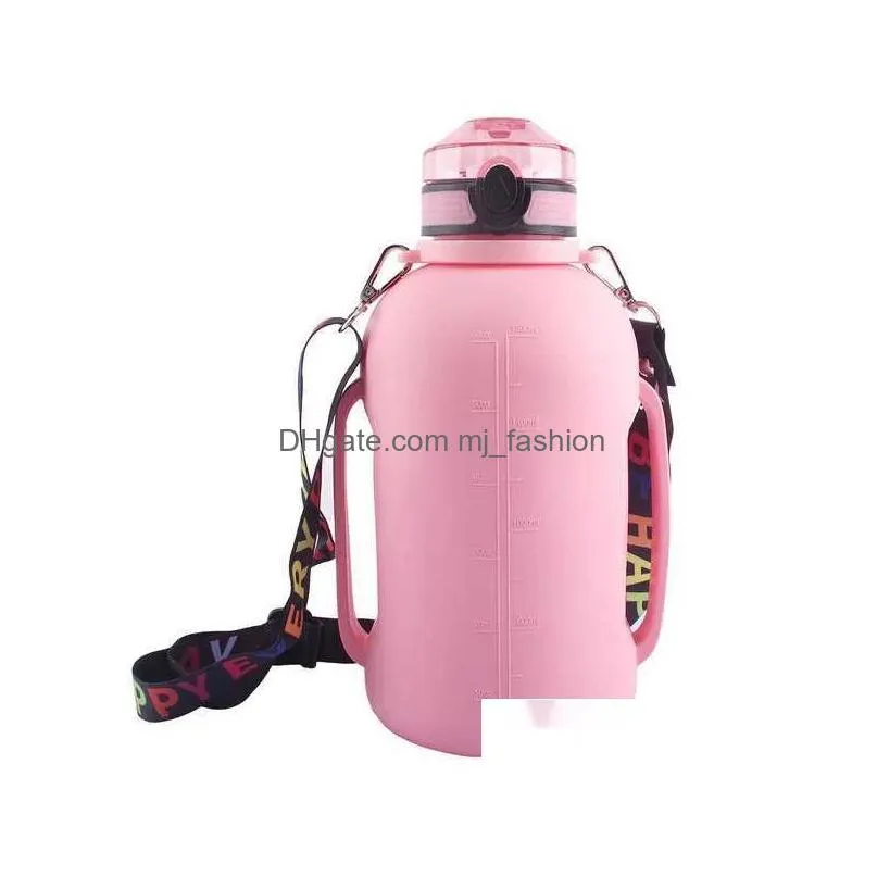 Water Bottle Collapsible 2000Ml Motivational Bottles With Times To Drink For Gym Cam Hiking Travel Sports Drop Delivery Dhb1Y