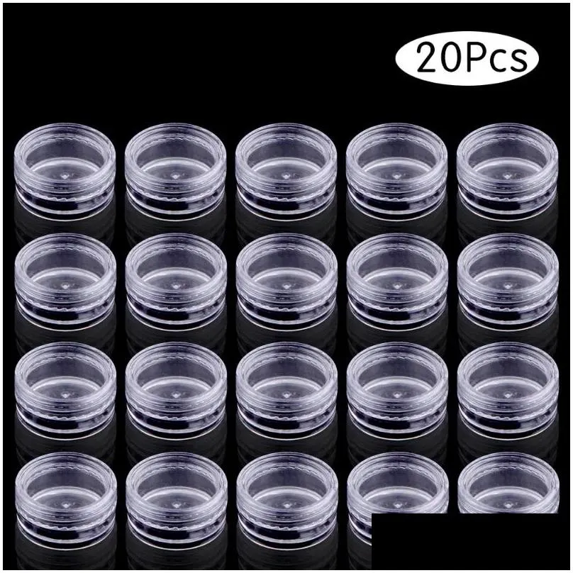 Storage Bottles & Jars Storage Bottles 10/20/30/50Pcs 2.5G Empty Plastic Bottle Jewelry Bead Small Round Cosmetic Container Jar Portab Dhu2P