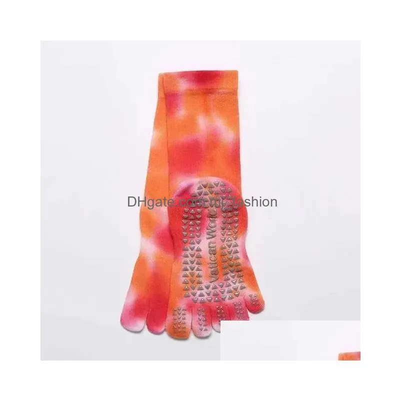 Sports Socks Pilates Five Toe Women Tie-Dyed Non-Slip Sile Crew Yoga Yq240126 Drop Delivery Dhyil