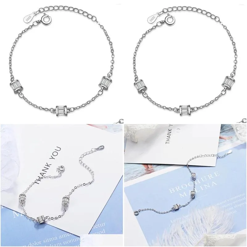 Chain Link Bracelets Sterling Sier Color Zircon Tube For Women Female Hand Chain Orignal Fashion Jewelry With Drop Delivery Jewelry B Otbxw