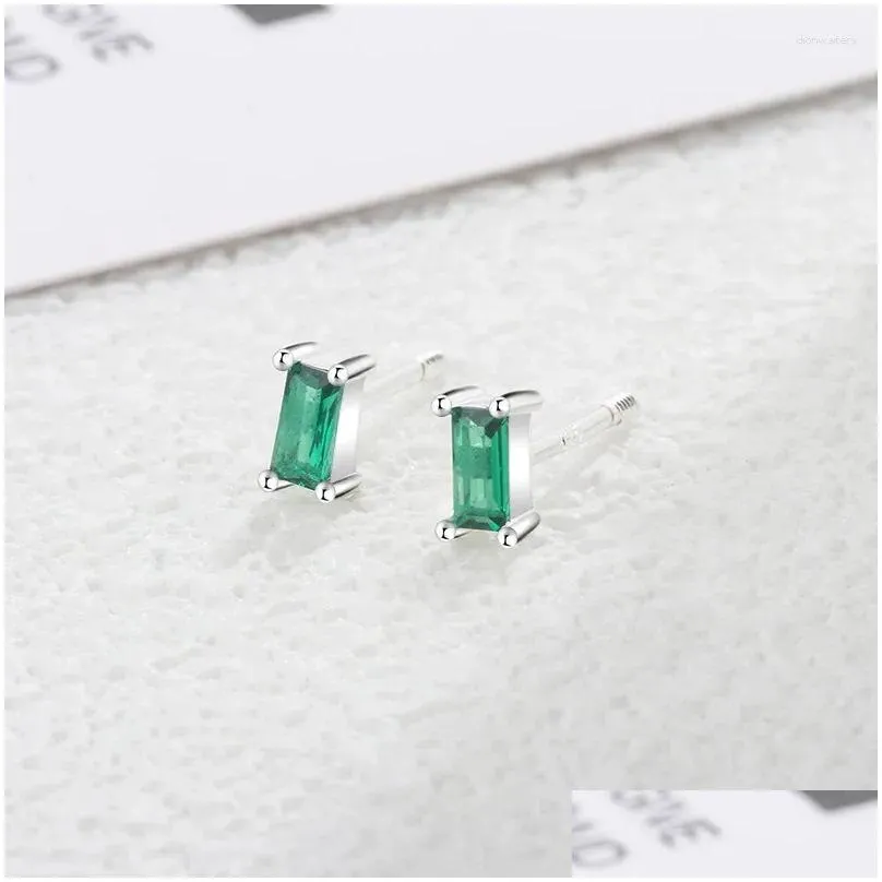 stud earrings trendy silver color square green stone geometric for women girl gift fashion jewelry dropship wholesale