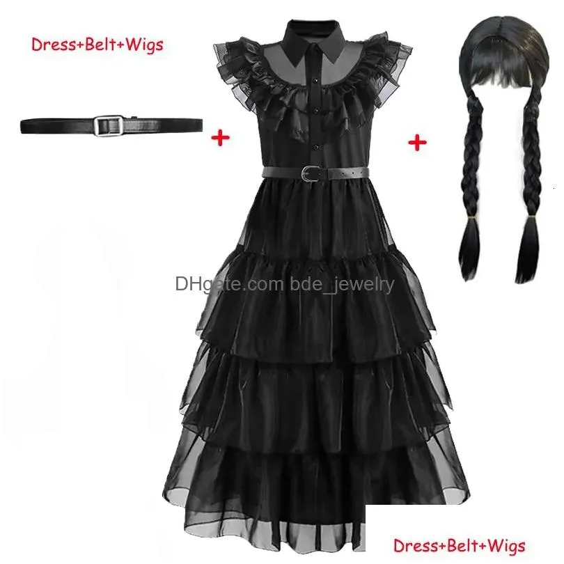 cosplay cosplay wednesday addams cosplay for girl costume vestidos for kids party dresses carnival easter halloween costumes 514 years