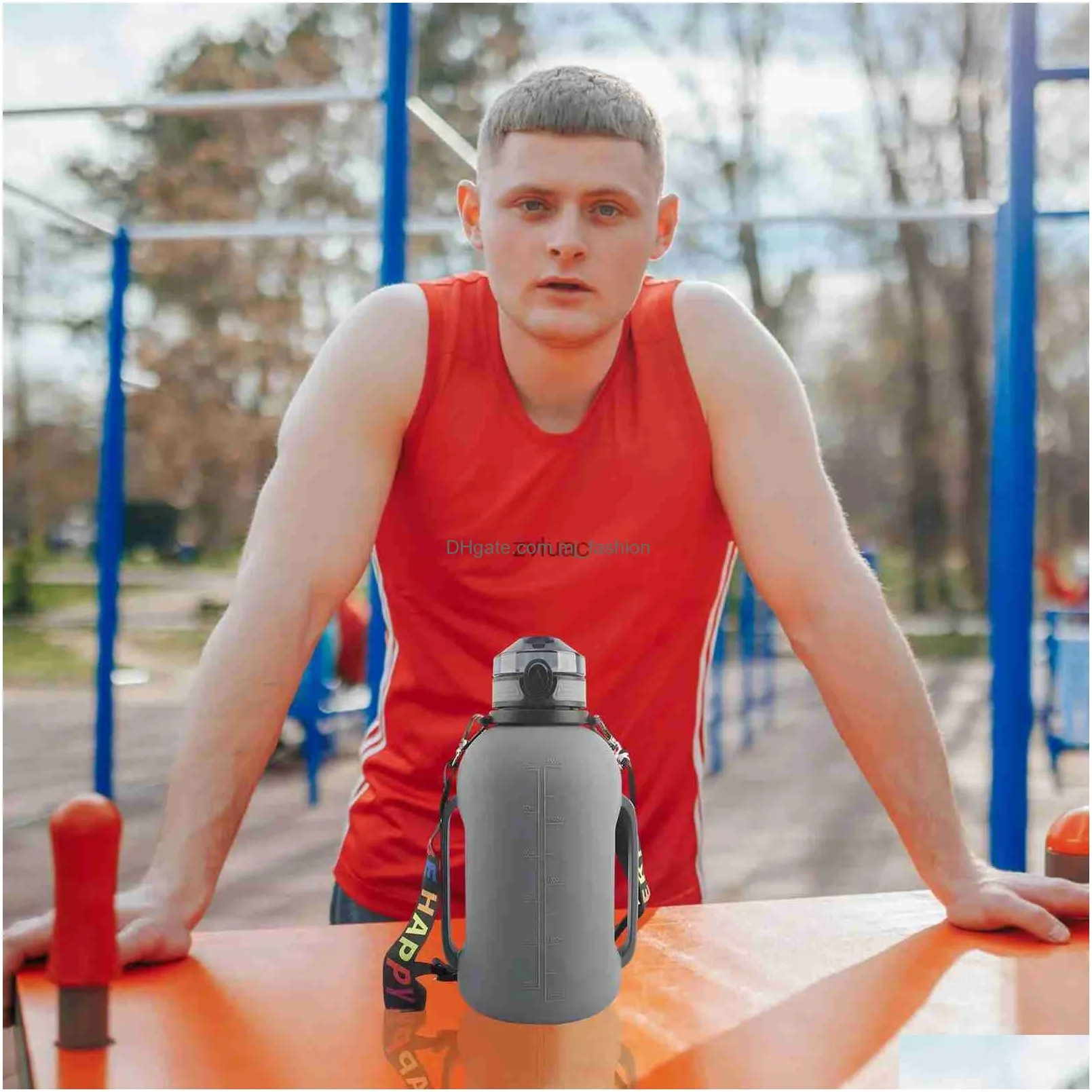 Water Bottle Collapsible 2000Ml Motivational Bottles With Times To Drink For Gym Cam Hiking Travel Sports Drop Delivery Dhb1Y