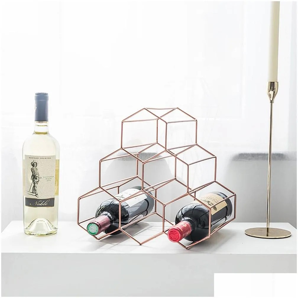 Ice Buckets And Coolers Modern Minimalist European Creative Iron Wine Rack Decoration Living Room Home Display Shelf Lattice Drop Deli Dhbqd