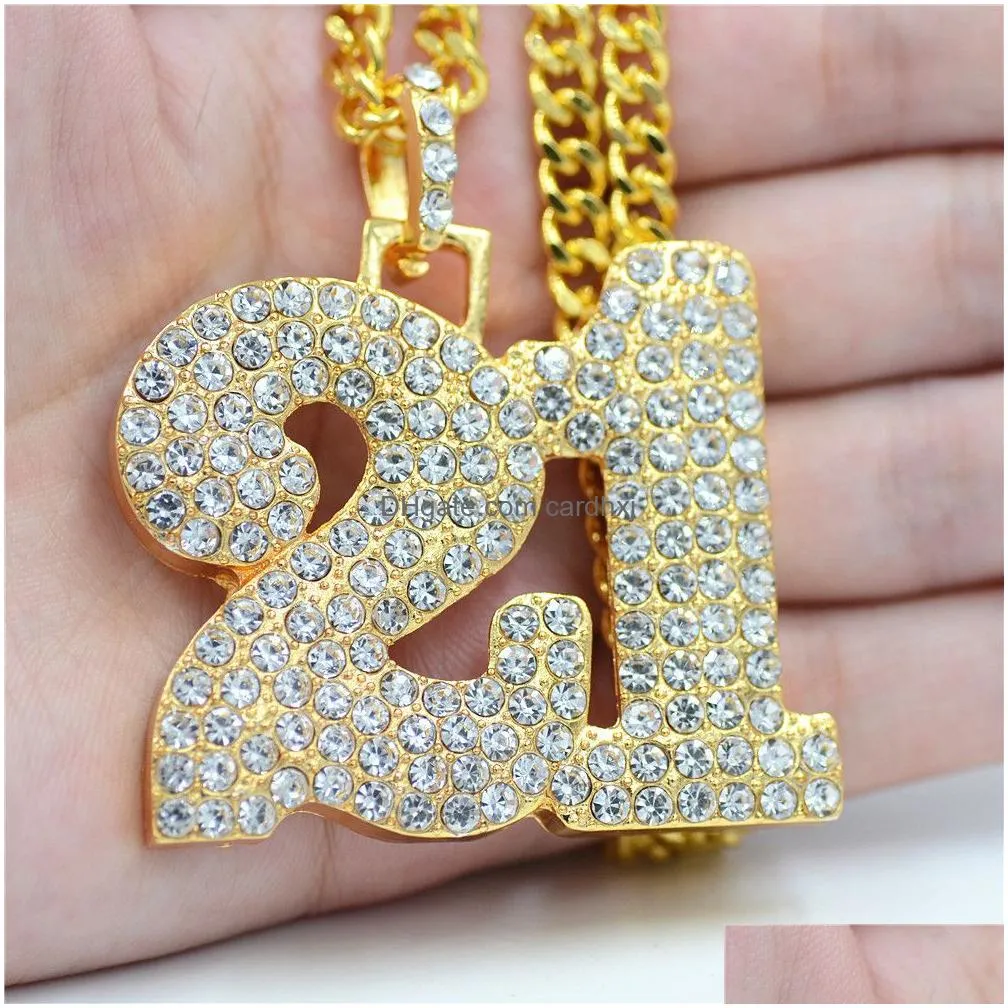 Pendant Necklaces Fashion-And American Street Dance Accessories Water Cuban Chain Mens Hip Hop Pendant Jewelry No.21 Necklace Drop Del Dhvym