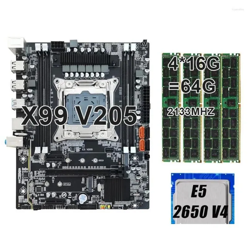 motherboards keyiyou lga 2011-3 x99 v205 kit xeon 2650 v4 cpu processor ddr4 64gb 2133mhz ecc reg ram support sata 3.0 nvme m.2 pcie