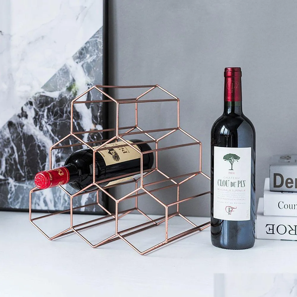 Ice Buckets And Coolers Modern Minimalist European Creative Iron Wine Rack Decoration Living Room Home Display Shelf Lattice Drop Deli Dhbqd