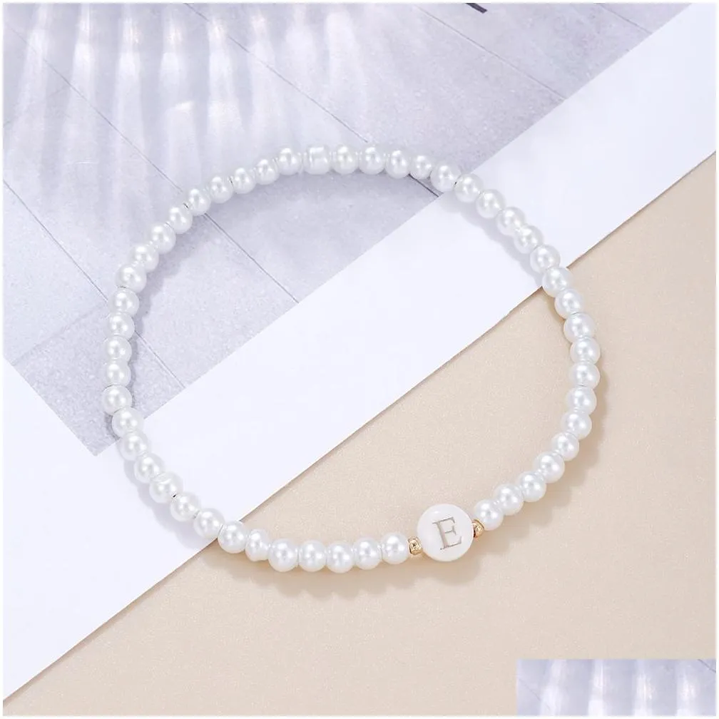 Beaded Designer Jewelry Classic Heart Diamond Shape A-Z Initial Letter Women Gold Chain Temperament 4Mm Stone Handmade Bracelet For G Otw0E