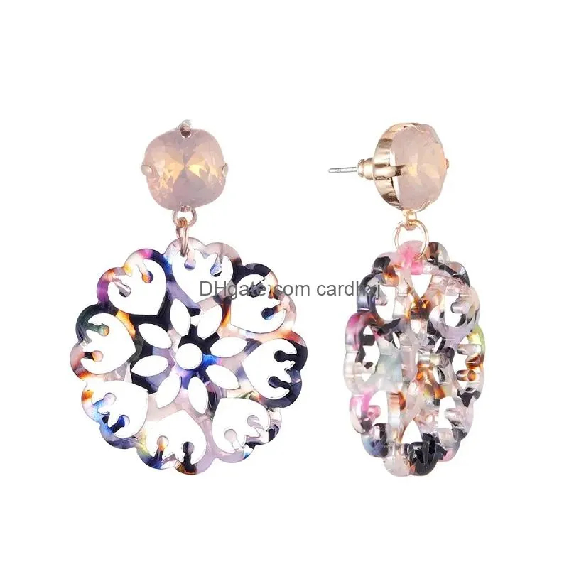 Dangle & Chandelier Wholesale-Flowers Diamonds Dangle Earrings For Women Luxury Chandelier Earring Chinese Blue And White Porcelain P Dh0Lx