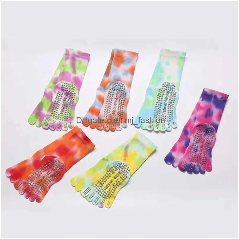 Sports Socks Pilates Five Toe Women Tie-Dyed Non-Slip Sile Crew Yoga Yq240126 Drop Delivery Dhyil