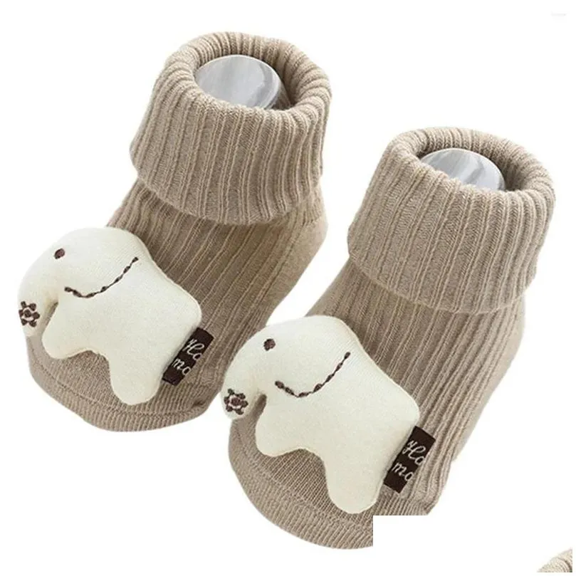 boots children anti-slip shoes born baby girl cotton non-slip floor socks boy rubber sole cartoon bear decro cute infant