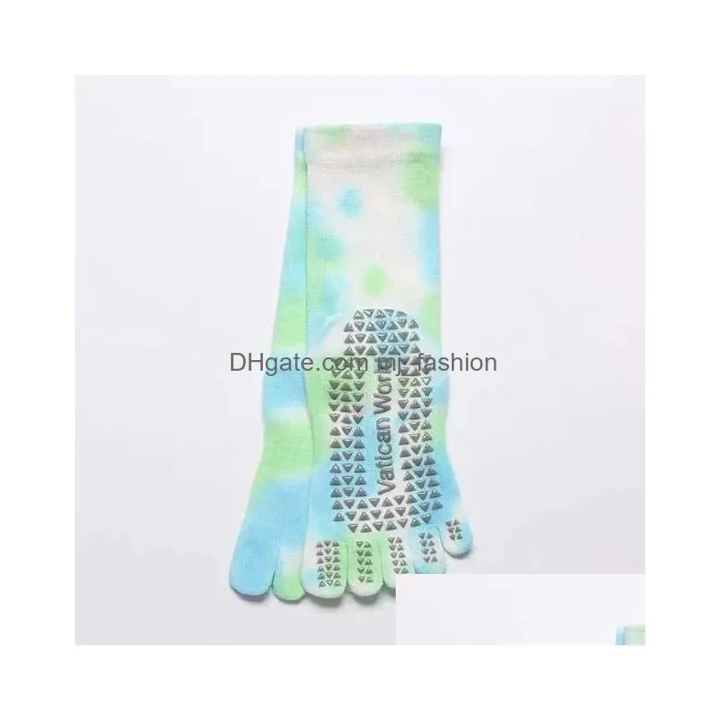 Sports Socks Pilates Five Toe Women Tie-Dyed Non-Slip Sile Crew Yoga Yq240126 Drop Delivery Dhyil