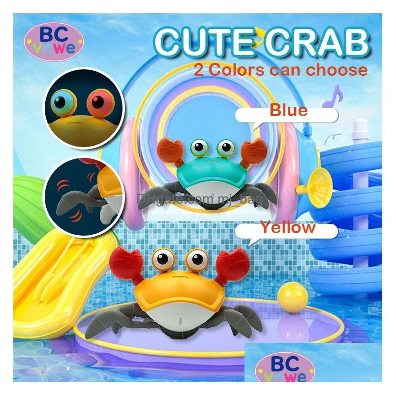 Party Favor Cling Crab Baby Bath Toys Runaway Matically Avoid Hand Electric Walking Build In Rechargeable Battery With Music And Led D Dhpef