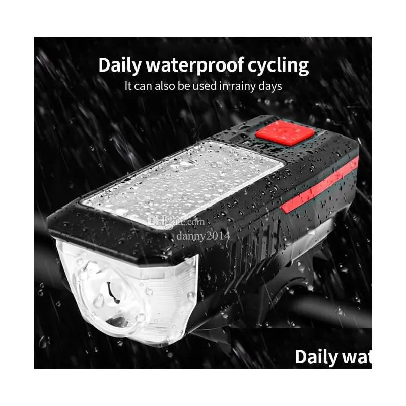 led solar bicycle light usb rechargeable front lights with horn outdoor cycling head lights ip65 waterproof cycling bike lamp