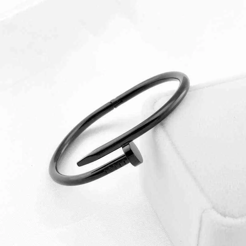 Bangle Nail Bracelet Mens Bracelets Diamonds Designer Bangle Luxury Jewelry Women Titanium Steel Alloy Gold-Plated Craft Black Gold S Dh89E