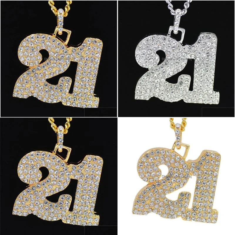 Pendant Necklaces Fashion-And American Street Dance Accessories Water Cuban Chain Mens Hip Hop Pendant Jewelry No.21 Necklace Drop Del Dhvym