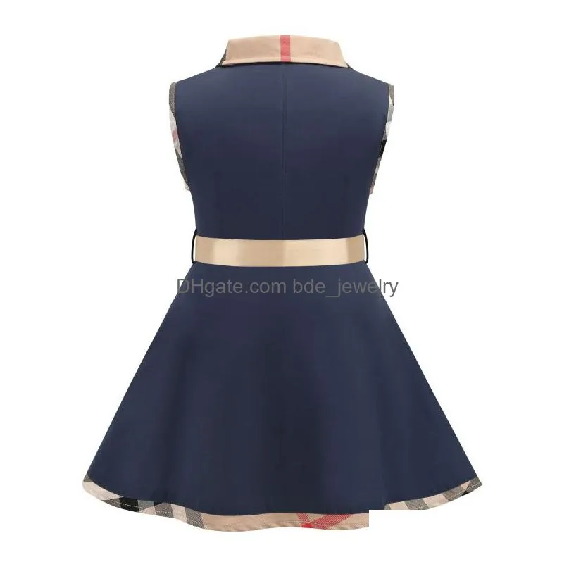 kids clothing designer girls dresses lapel college wind short sleeve pleated polo shirt skirt casual designer size 90-140cm1717317