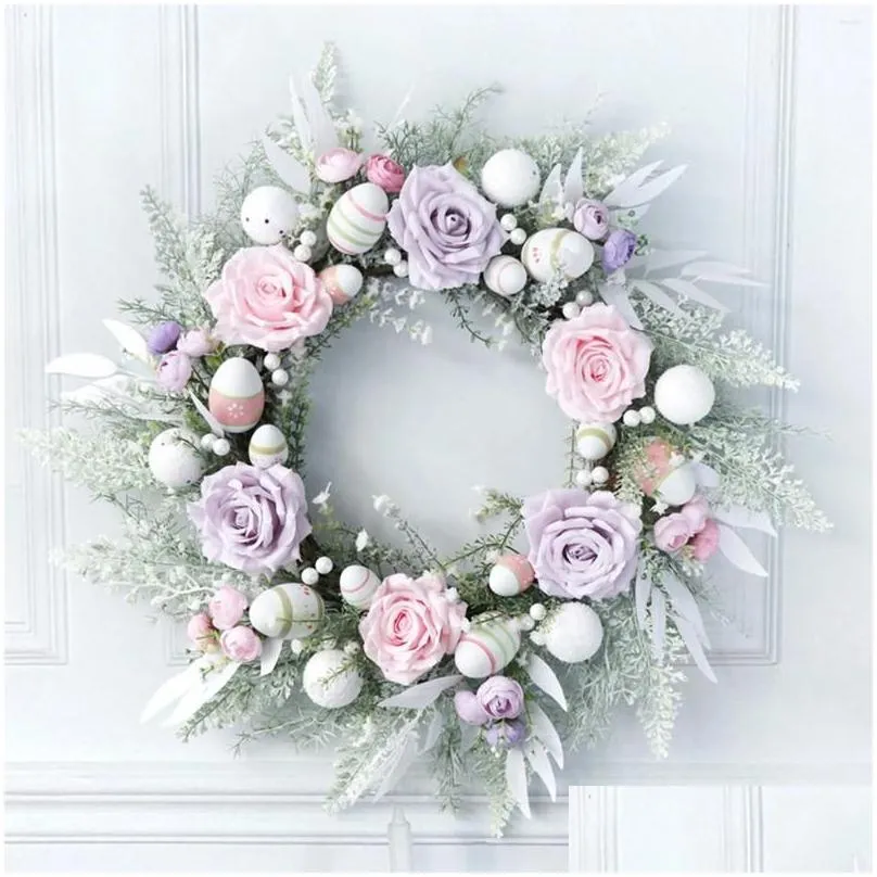 decorative flowers garland door hanging decoration rattan 40cm easter foam multicolor spring wreath