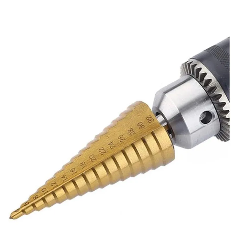 Drill Bits Titanium Coated Step Drill Bit High Speed Steel Metal Wood Hole Cutter Cone Drilling Tool Drop Delivery Home Garden Tools P Otcym