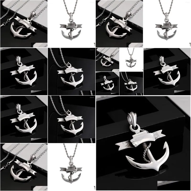 Pendant Necklaces European And American Retro Nostalgic Navy Hooks Anchor Men Women Couple Chain Accessories Drop Delivery Dhimo