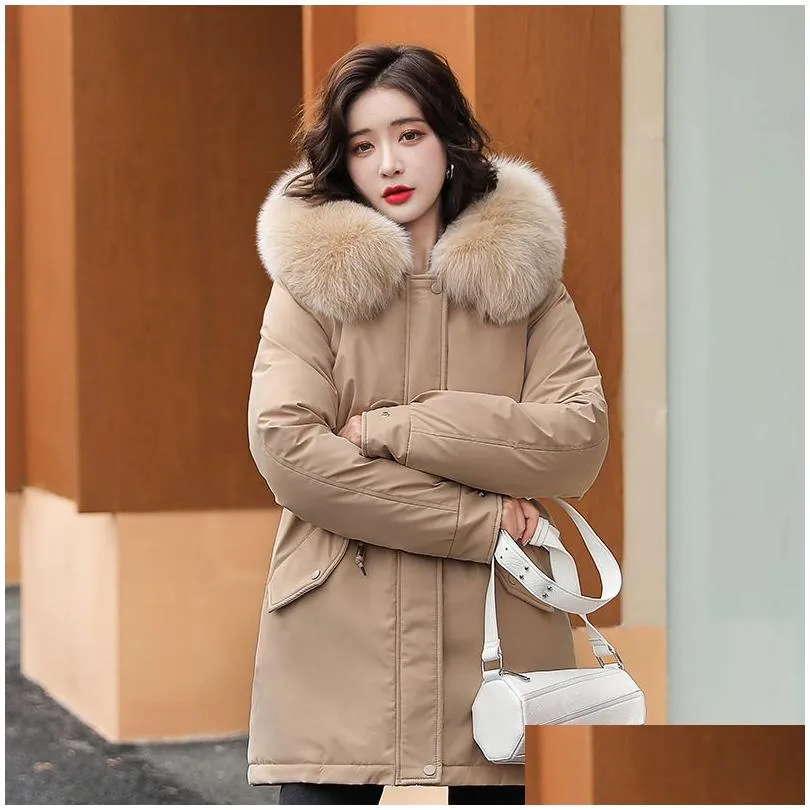 Women`S Down & Parkas Designer Coats For Women Fashion Long Parkas Coat Wool Liner Hooded Winter Slim With Fur Collar Warm Snow Wear P Otwby