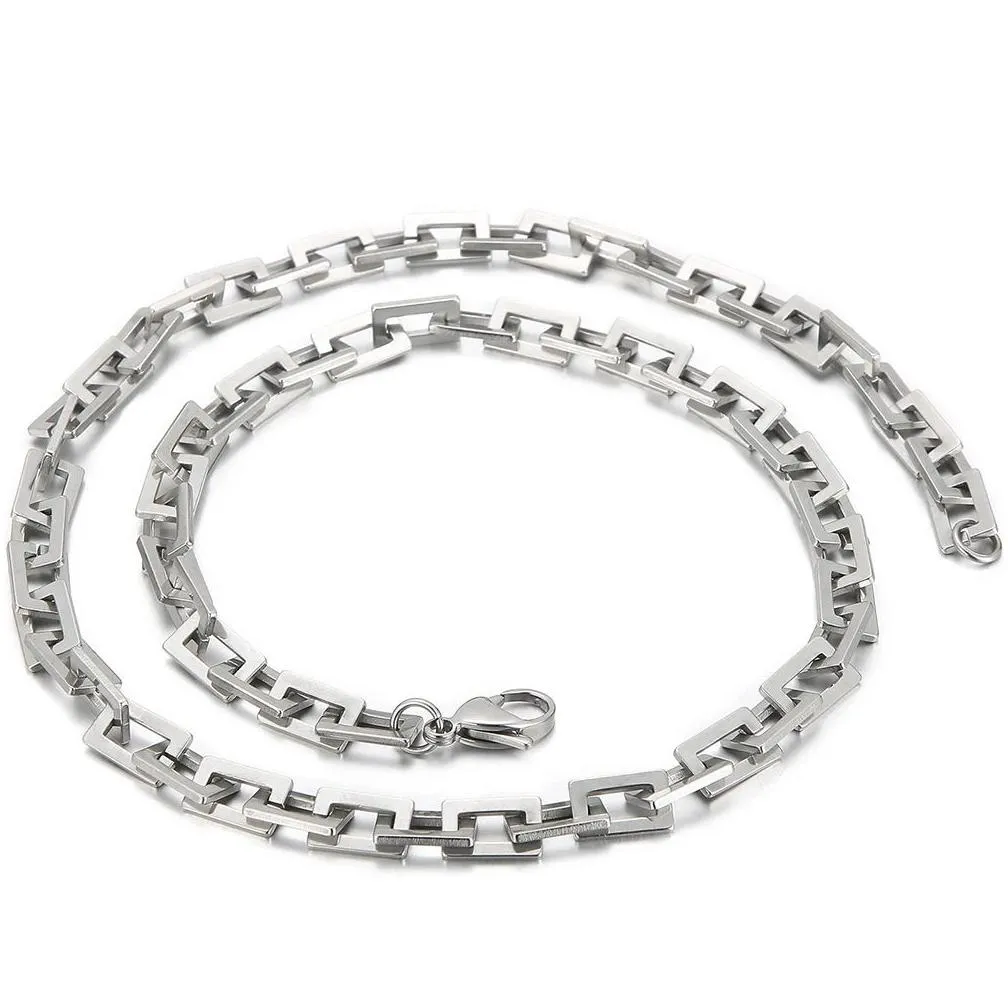 7mm wide double layer chain necklace for men 14k white gold 45/50/55/60/65cm long mens chains necklaces choker man kpop hiphop