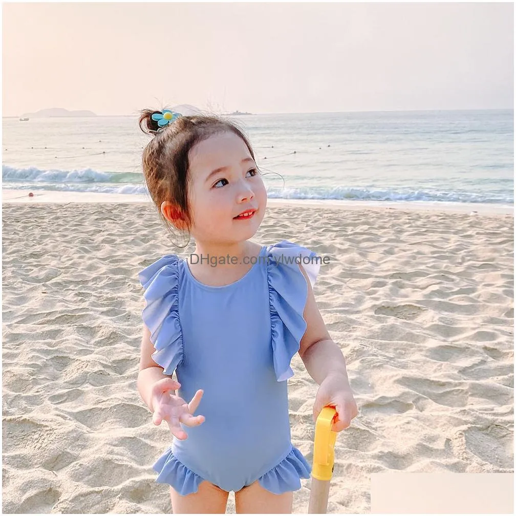 One-Pieces New Baby Girls Princess Swimwear Summer Big Bowknot Back Kids One-Pieces Bathing Suit Children Spa Swimsuits Drop Delivery Dhjkf