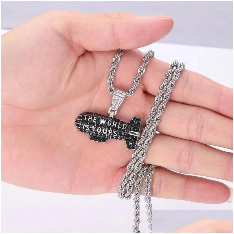 pendant necklaces personality fashion missile is paired with 4mm wide rope chain for men and women