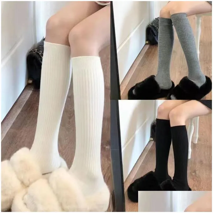 Socks & Hosiery Designer Women Long Socks Boot Solid Wool Thigh Stocking Skinny Casual Cotton Over Knee-High Fluffy Female Knee Sock Otuul