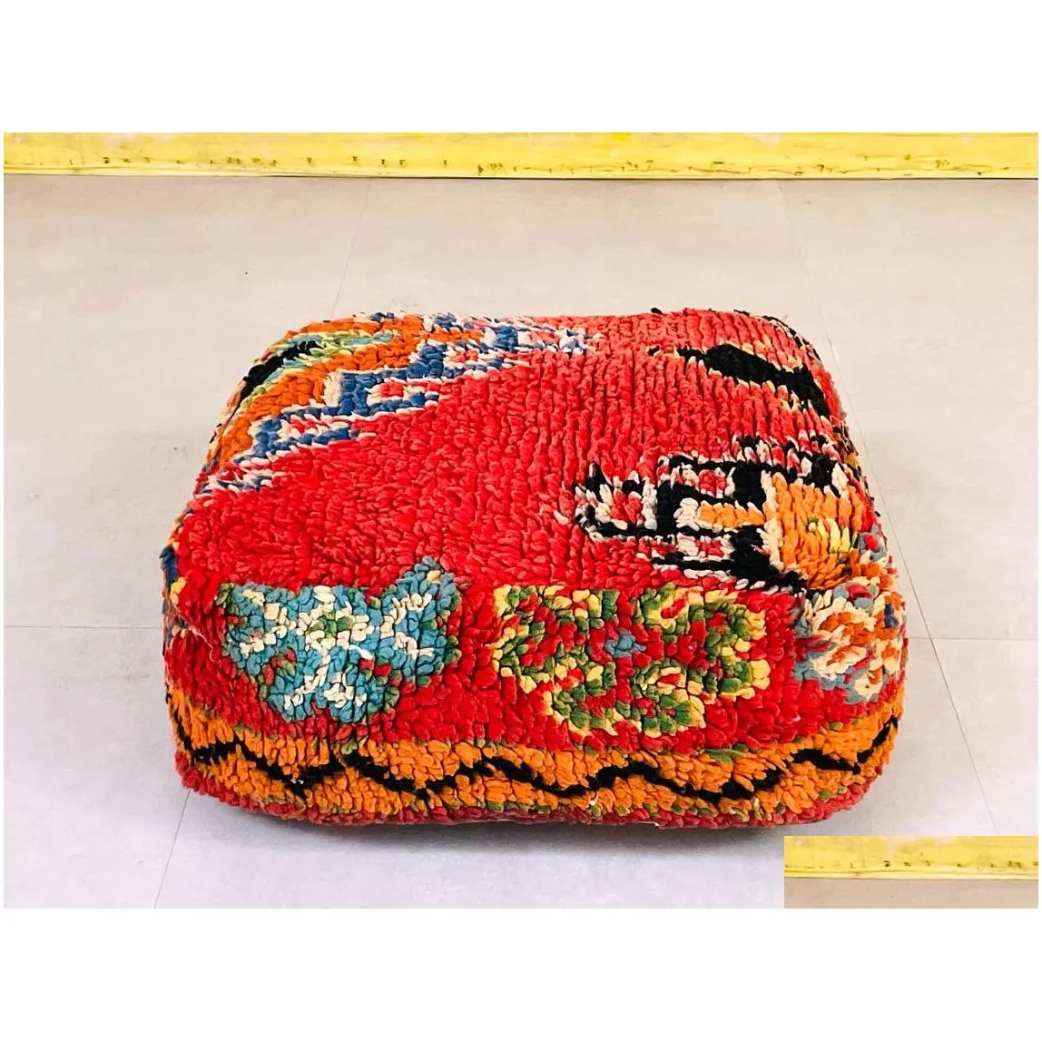 Bedroom Furniture Floor Cushion Er Moroccan  Tribal Bohemian Rug Pouf Bean Bag Pillow Boho Square Footstool Drop Delivery Home Otfmv