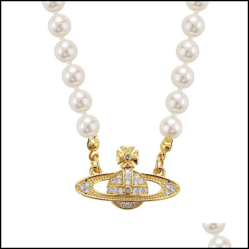 Pendant Necklaces Pearl Necklace Women Designer Design Beaded Pendant Ladies Diamond Pin Necklaces Pearles Wedding Drop Delivery Jewel Dh8Ep