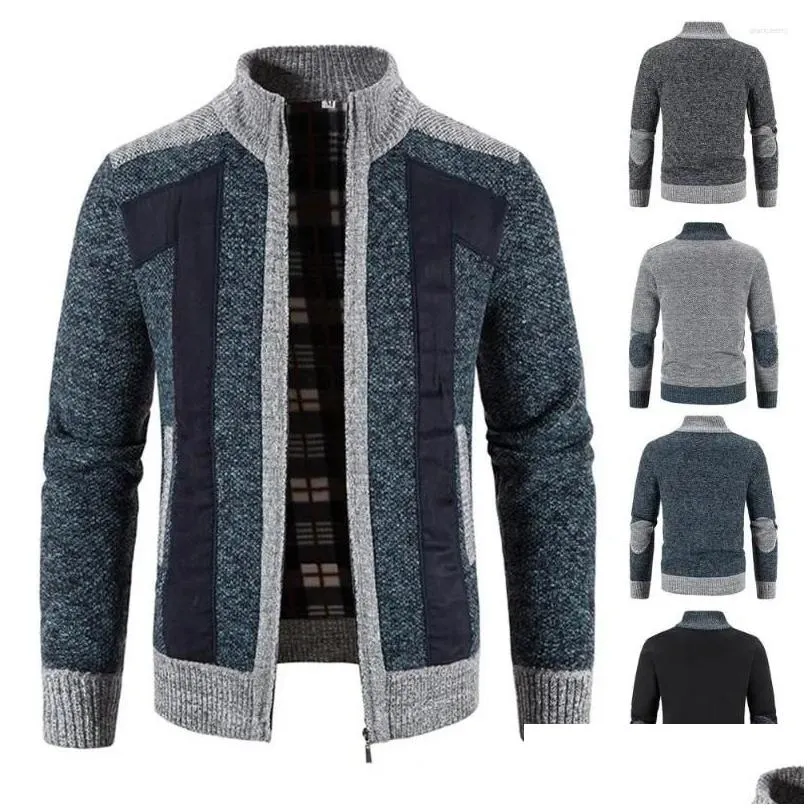 men`s jackets stylish winter jacket cardigan plus size stand collar plush warm autumn coat patchwork casual men clothes
