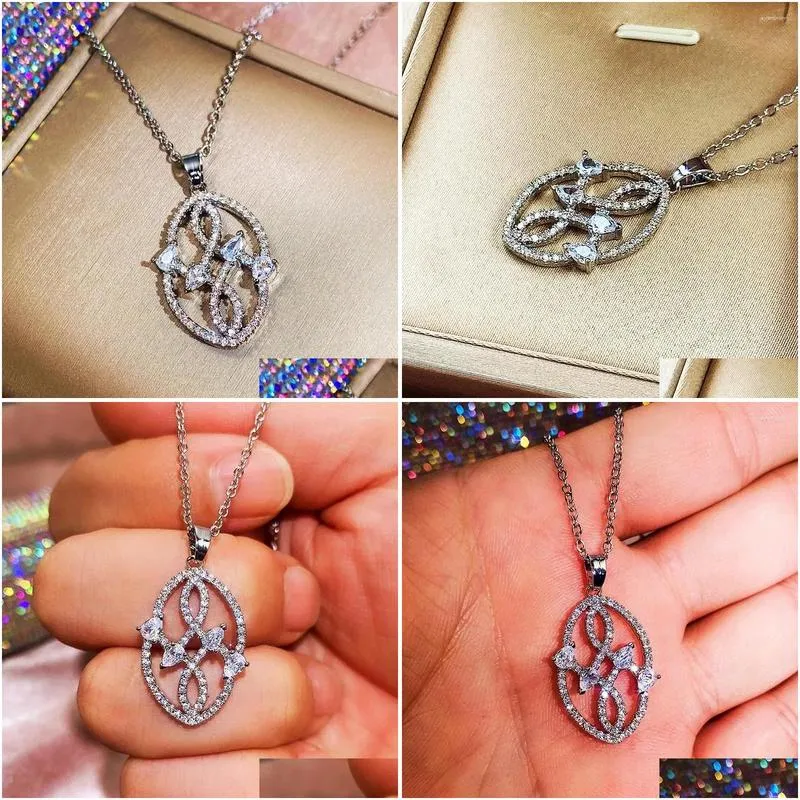 pendant necklaces 2024 fashion retro wild leaf necklace female temperament high-end copper-plated platinum zircon clavicle chain