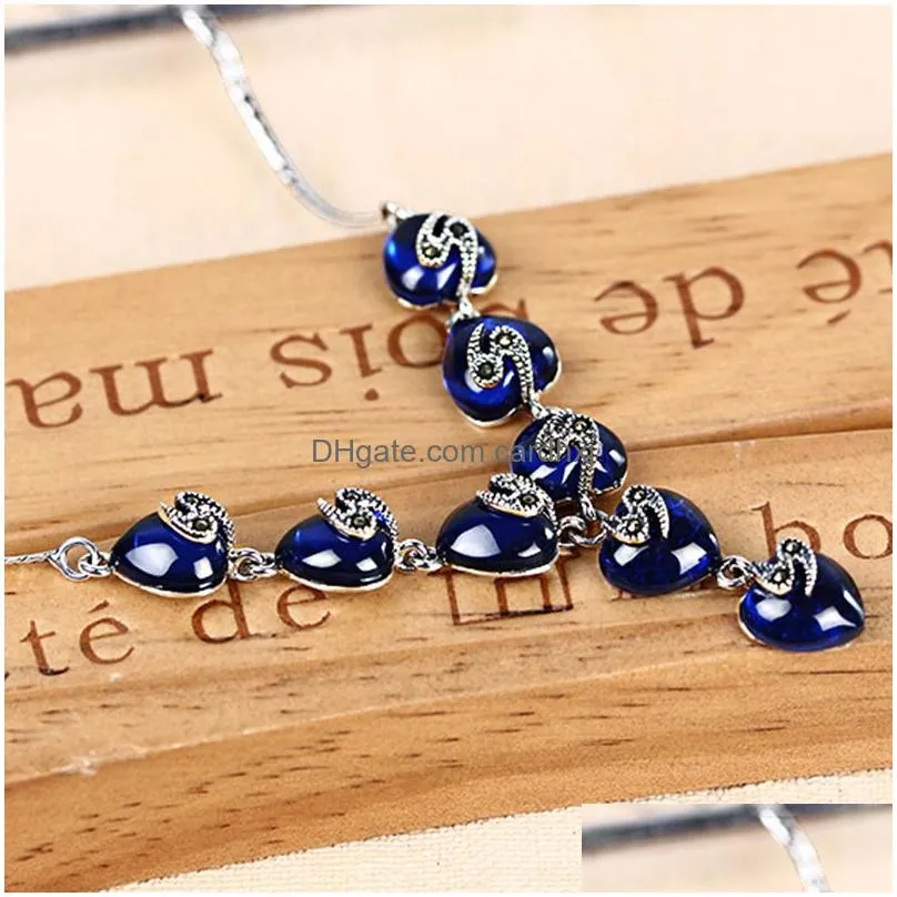 Chokers Fashion- Style Ruby Heart Necklace Luxury Personality Drop Delivery Jewelry Necklaces Pendants Dhj2T