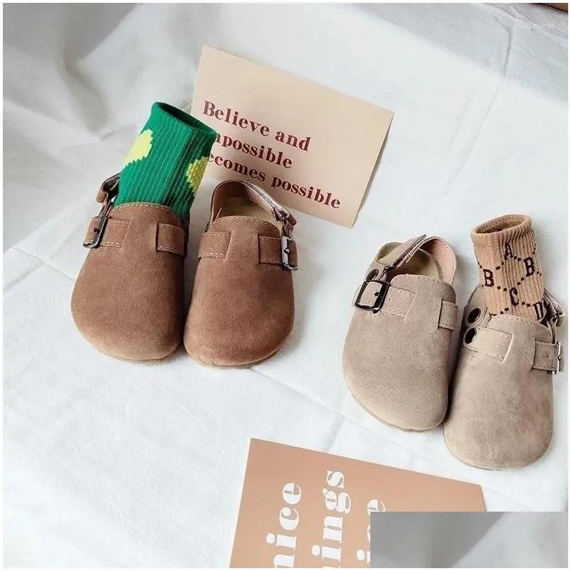 slipper children`s fleece elastic clogs baby boys girls plush prewalker winter warm soft sole shoes anti-slippery footwear