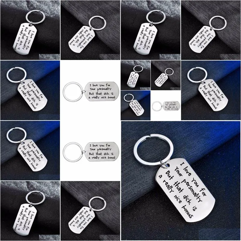 Keychains & Lanyards Keychains 12Pc/Lot I Love You Keychain Dog Tag Stainless Steel Keyring For Couple Girlfriend Boyfriend Wife Husb Dhfgj